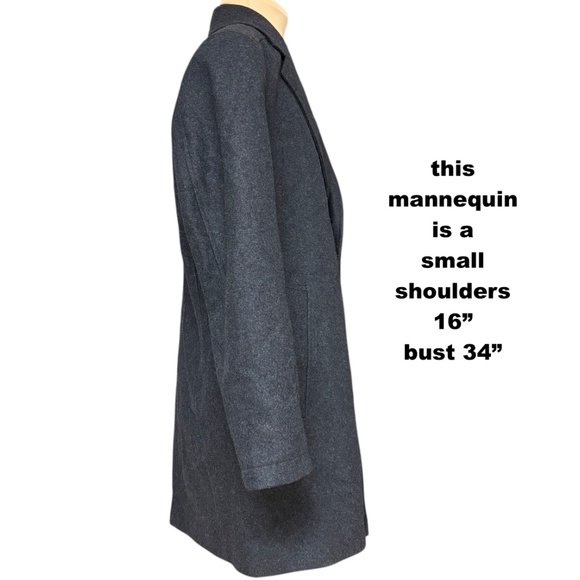 unisex over coat NAUTICA gray wool 63% S 35" long button pockets collar classic - Picture 5 of 15